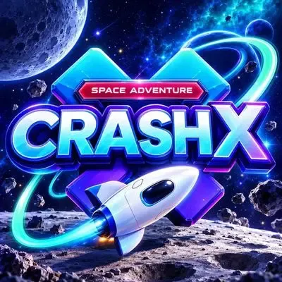 Crash X game poster: a futuristic rocket trail over a dark grid at Yaarwin