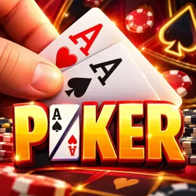 Poker game poster: poker chips and hole cards on a felt table at Yaarwin