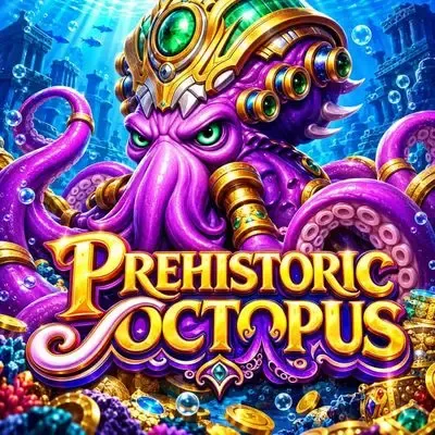 Prehistoric Octopus fishing poster: a giant ancient octopus rising from the deep at Yaarwin